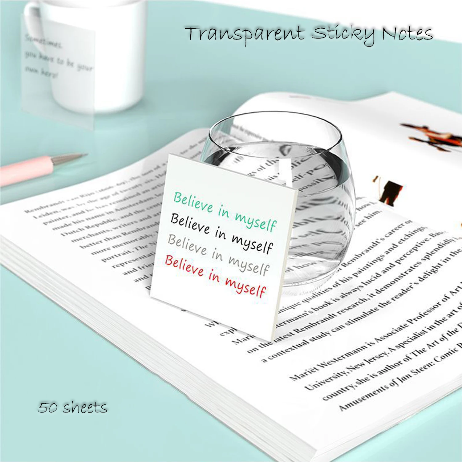 50 Sheets Waterproof Transparent Sticky Note Posted It Notes See Through Memo Pads Daily To Do List Office Supplies