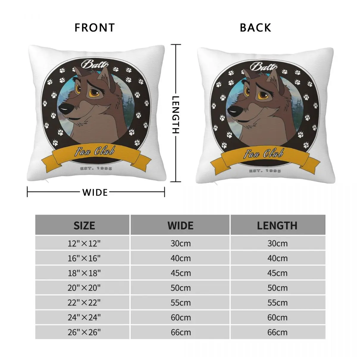 Balto Fan Club Square Pillowcase Polyester Linen Velvet Creative Zip Decor Car Cushion Cover Wholesale