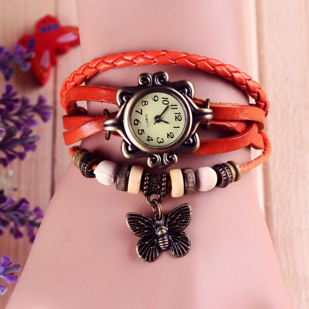 Antique Women Watch Leather Wrapped Bracelet Women Quartz Wristwatch Ladies Clock Gift Watch relojes de mujer