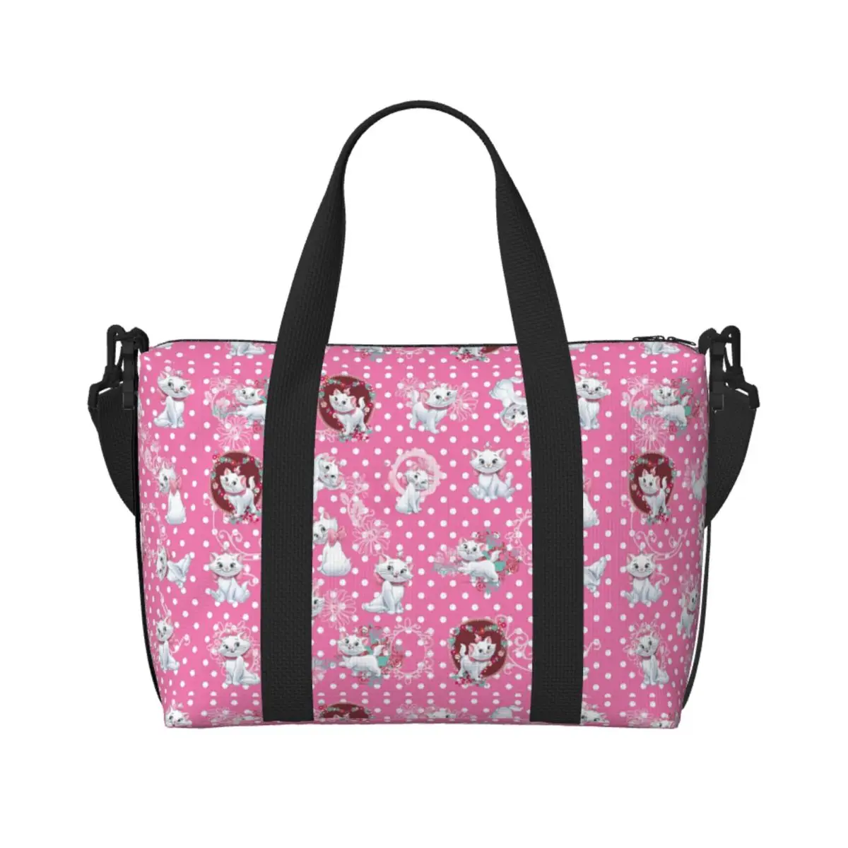 

Custom Cute Cat Maries Kitten Cartoon Beach Tote Bag Women Extra Large Gym Carry On Cute Animals Travel Shopping Bags