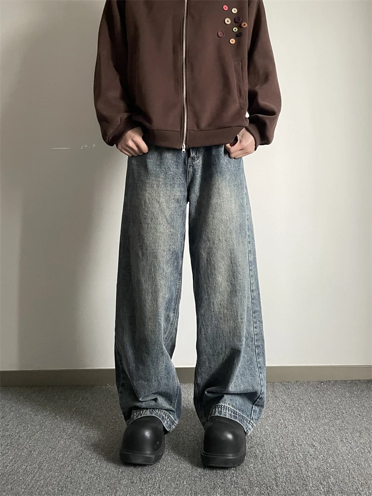 

Trendy ey Straight Leg Jeans Loose Fit ex Casual Pants mid High Waist Zipper Closure Classic Vintage Sle All Seasons