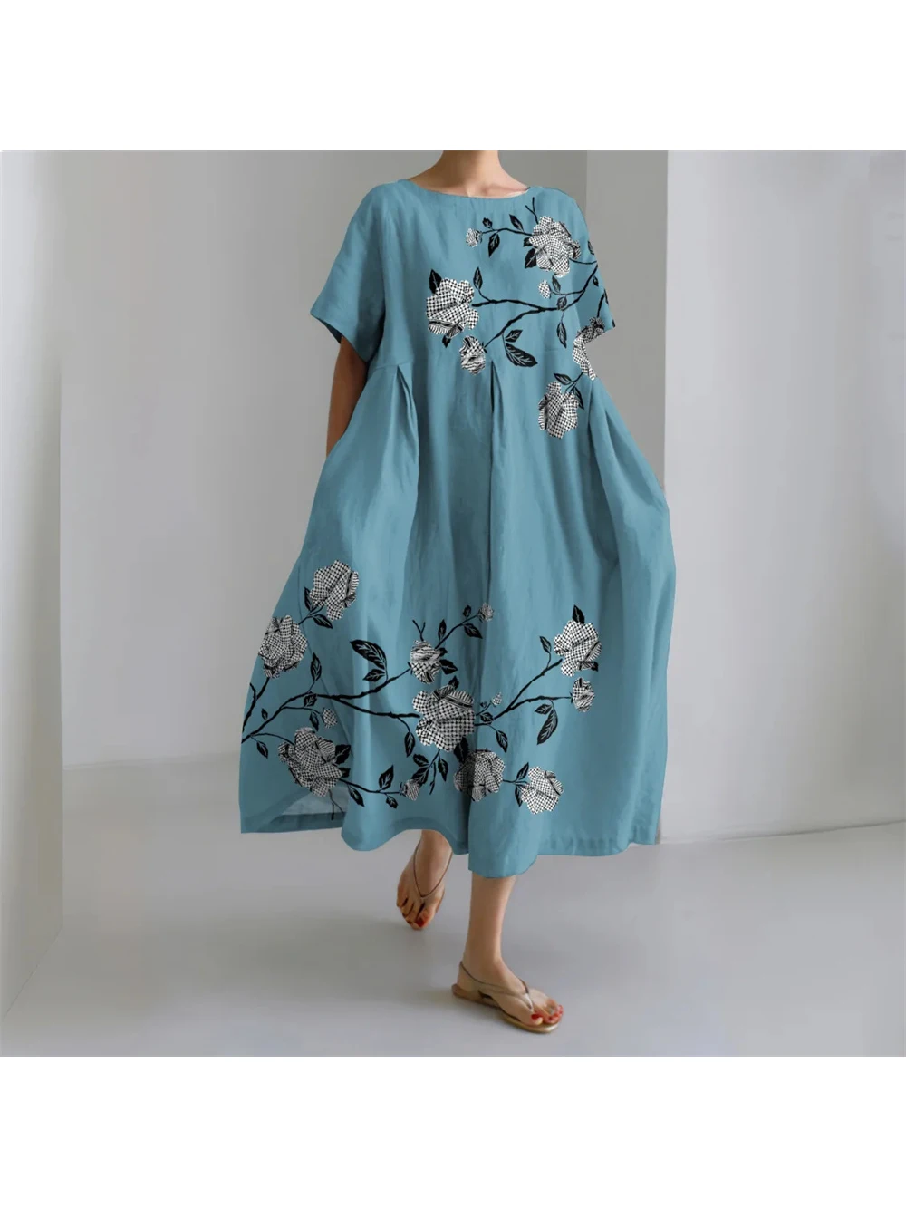 Summer Fashion Casual Women's Dress Design Print Classic Simple Daily Travel Versatile Dress Loose Plus Size Dress