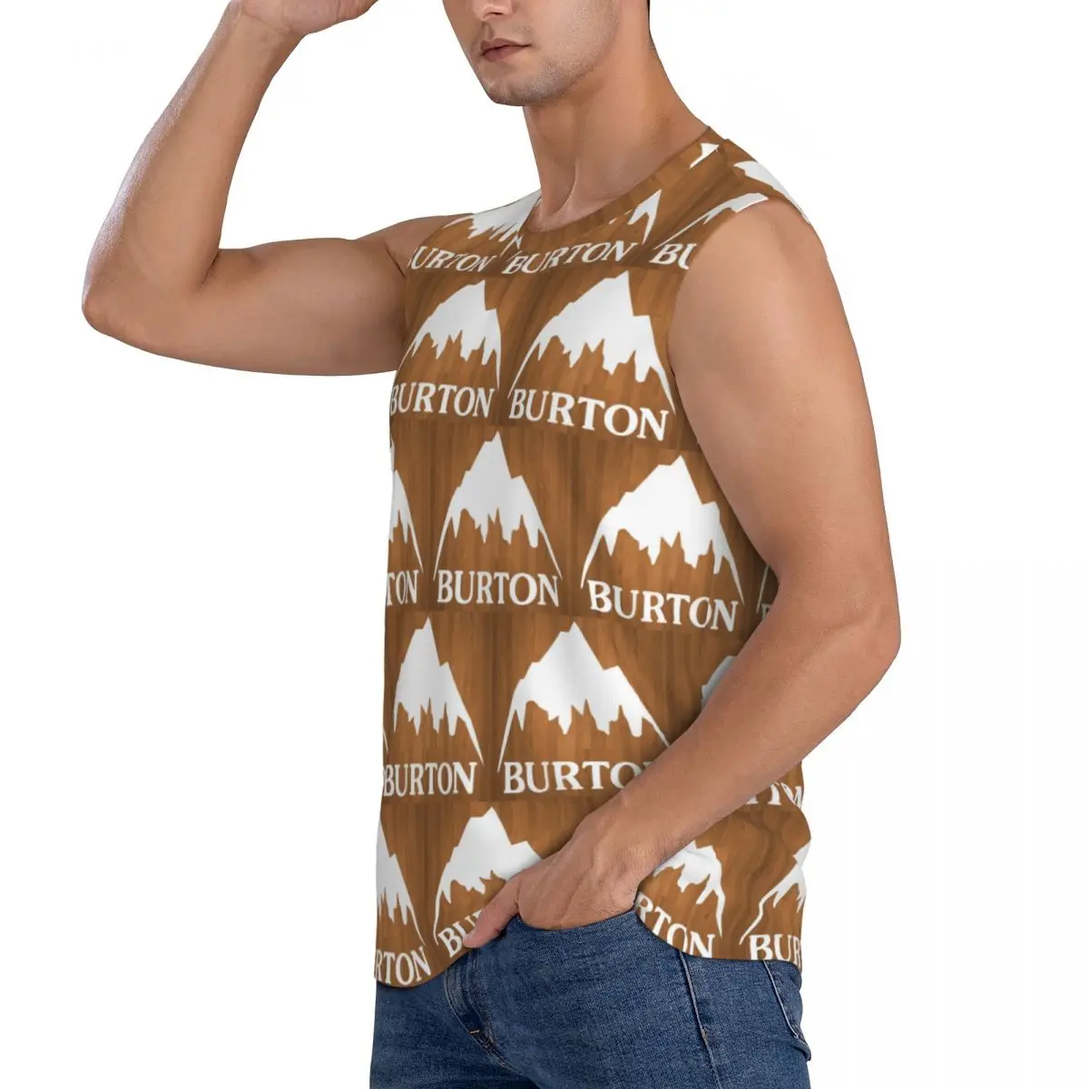 Burton Snowboard Sportive Men Sleeveless Tank Tops Quick Dry Breathable Gym Fitness Running Summer Casual Sport Vest