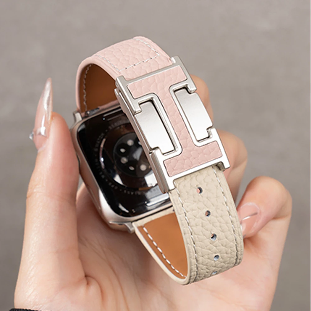 Magnetic Leather  Strap for Apple Watch Series 10 46mm 42mm Women Replacement Bands for IWatch 9 7 8 6 5 Se 45mm 44mm 41mm 40mm