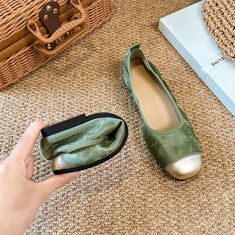 Fashion Flats Women Slip-on Shoes Elegant Ladies Soft Casual Shoes Plus Size 42 Comfortable Daily Wear D1017