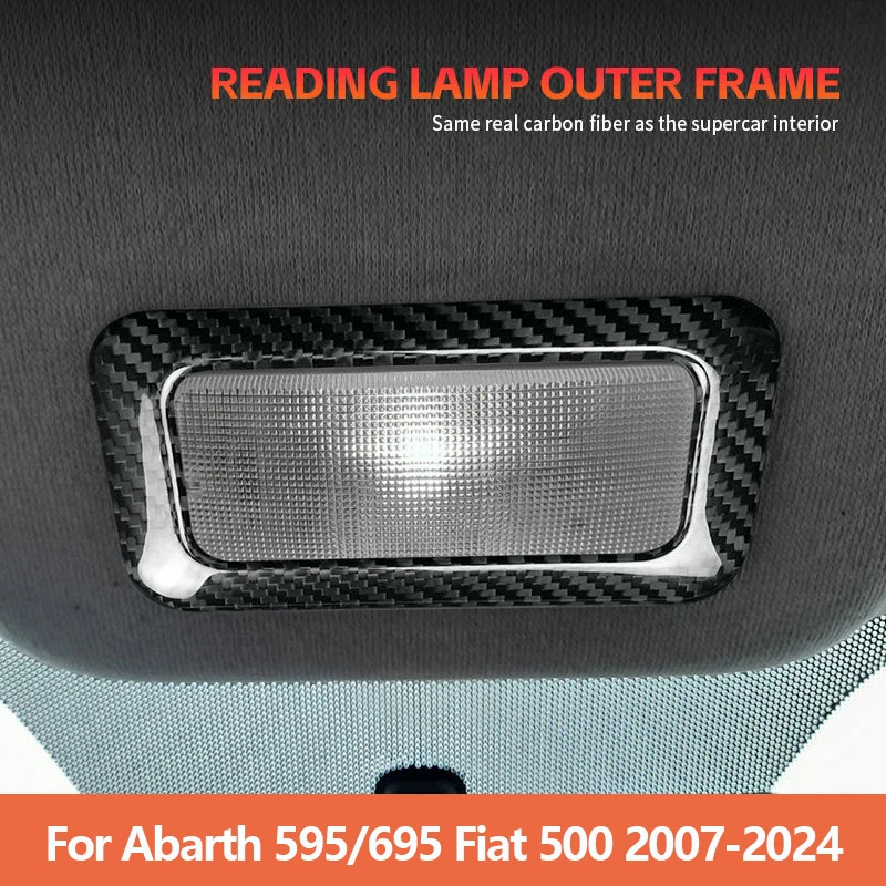 Real Hard Dry Carbon Fiber Sticker For Abarth 595 695 Fiat 500 2007-2020 2021 2022 2023 2024 LHD RHD Reading Lamp Outer Frame - Detail 1