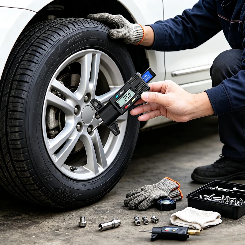 Digital Car Tyre Thickness Gauges Depth Meter For Safe Auto Tyre Tread Monitoring Tyre Wear Detection Measure Caliper Instrument