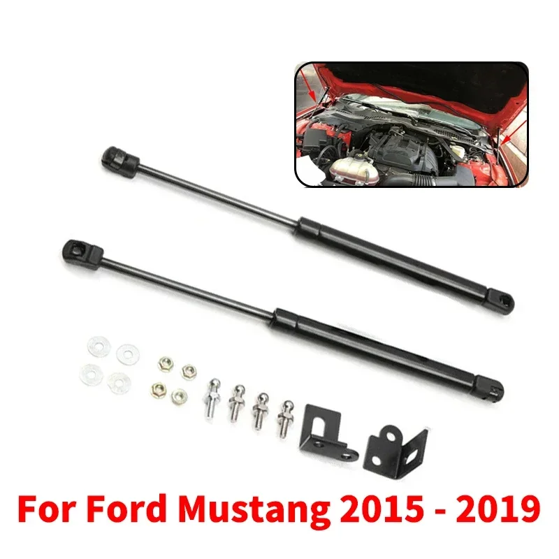 2x Car Front Engine Hood Bonnet Cover Spring Shock Gas Struts Lift Supports Props Rods For Ford Mustang 2015 - 2019