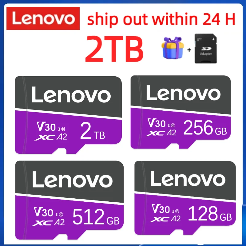 Lenovo-tarjeta de memoria Micro TF de alta velocidad, tarjeta SD Original de 2TB, 128GB, 256GB, 512GB, 64GB, Clase 10, 100 MB/s