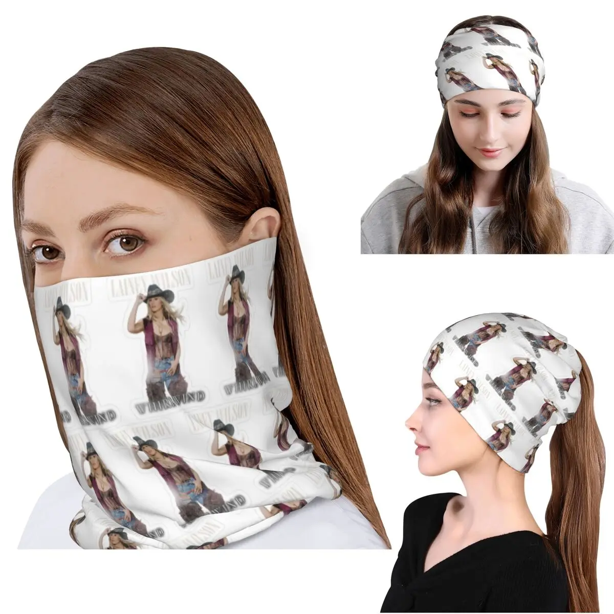 Lainey Wilson Country's Cool Again Portrait Bandana Neck Gaiter Face Scarf Headwear Beanies Hat for Men Women Adult Breathable