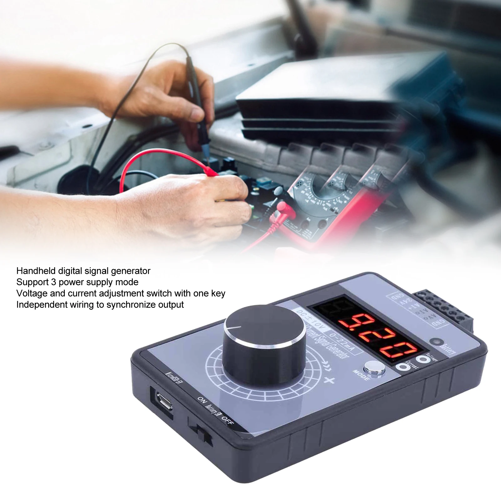 DC0‑10V Current Voltage Signal Generator 4 Digit Display Synchronize Output Interface Analog Simulator for PLC Panel Debugging