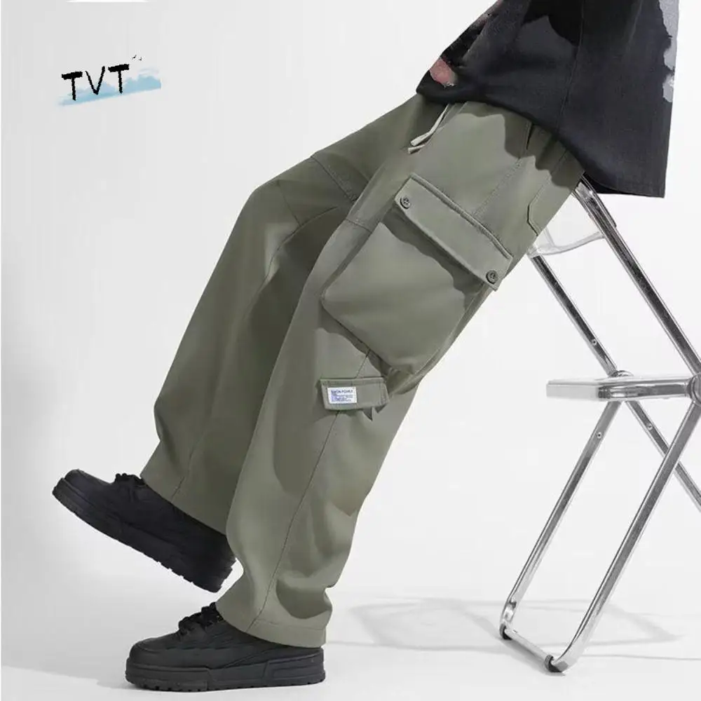 

Ins Стильные широкие спортивные штаны на шнурке Y2K, большие мешковатые брюки-карго, свободные мужские брюки-карго с несколькими карманами, спортивные брюки