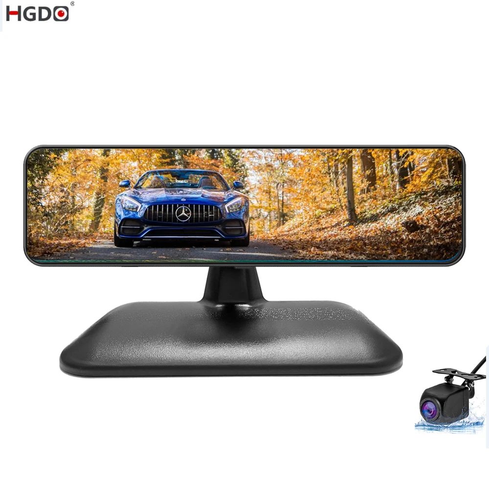 

HGDO 10" Dash Cam Dashboard Console Video Record Dual Lens FHD 1080P Car DVR Front and Rear View Mirror Camera Parking sensor