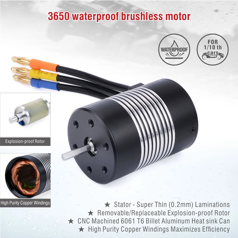 

Rocket Waterproof Brushless 3650 2300KV-7700KV Sensorless Motor φ3.175mm for 1/10 RC Model Car Axial Wltoys Toy Accessories Part