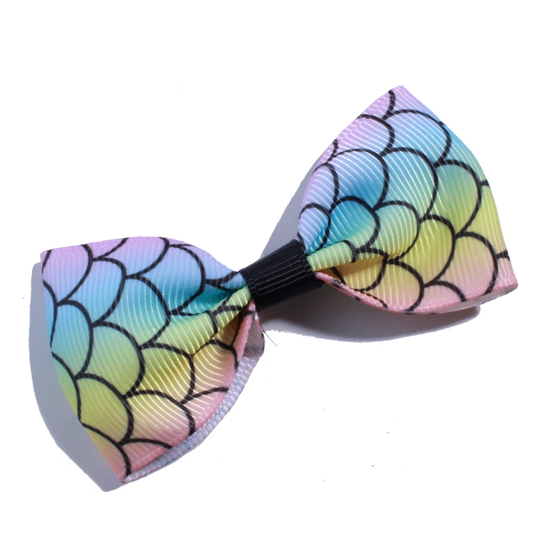 10PCS 7.2CM Fashion Grosgrain Hair Bows With Fish scale For Hair Accessories Ribbon Boutique For Girls Headbands Hair Clips image 6