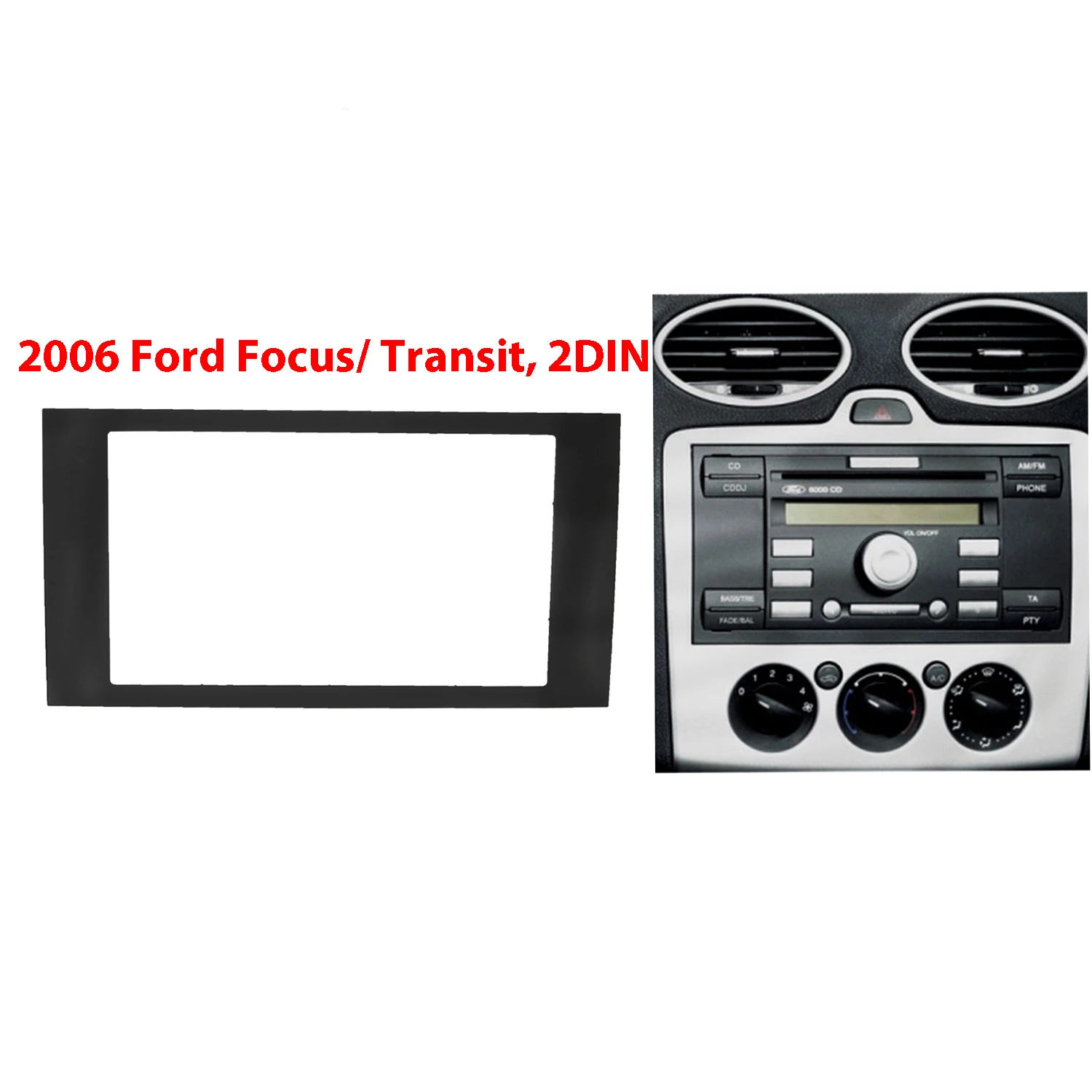 Double Din Stereo Panel For Ford Focus II C-Max S-Max Fusion Transit Fiesta III Dash Mount Kits Fascias Install Trim Refit Frame