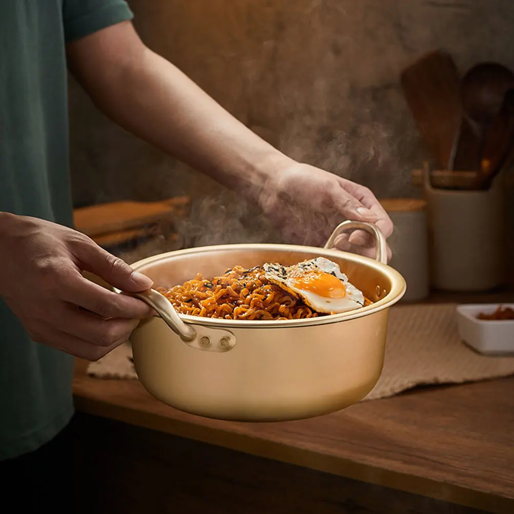 

Ramen Pot Aluminum Double Handle Noodle Cooking Pot Fast Heating Reusable Soup Tool For Instant Noodles Korean Ramen Pasta