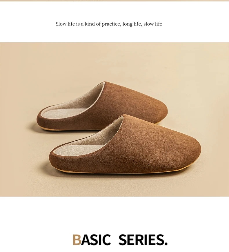 Einfarbige Herren-Hausschuhe, Herbst und Winter, dünner Samt, stumm, weicher Boden, rutschfest, weich, bequem, für den Innenbereich, Heimschuhe – Detail 4