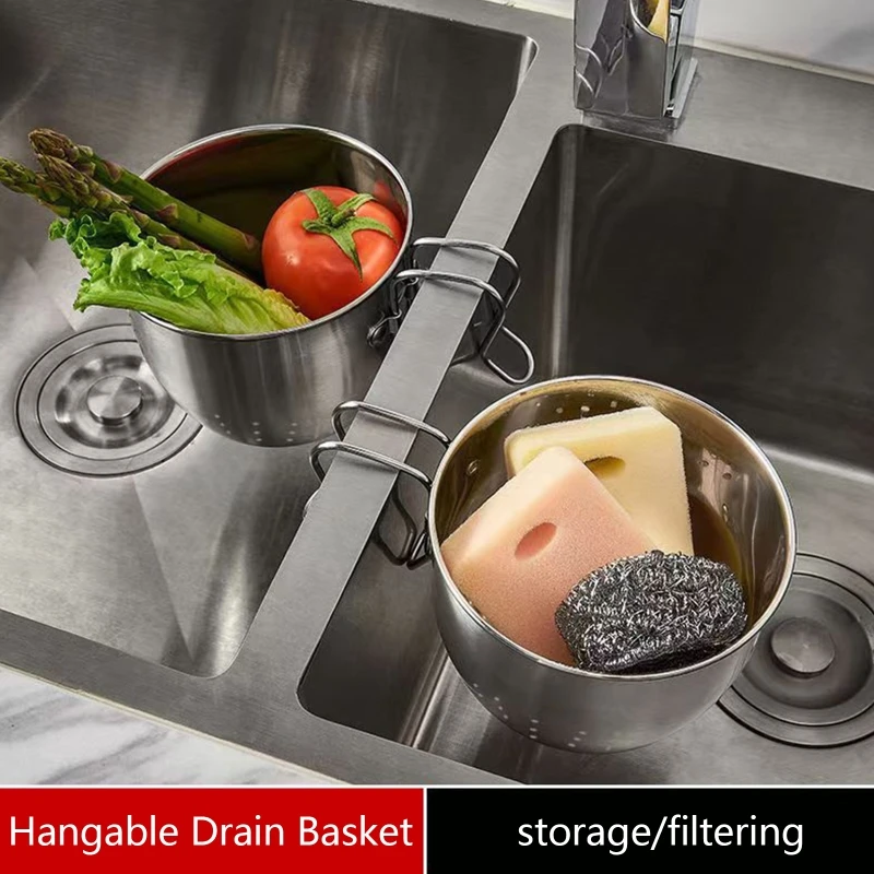 Multi-purpose Sink Garbage Storage Basket Kitchen Vegetable Drain Rack Soap Rag Dishcloth Holder Easy to Install