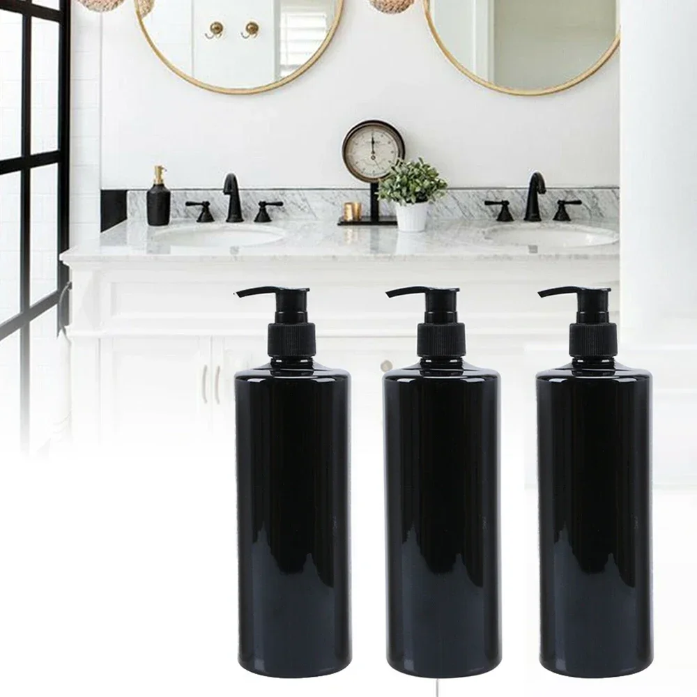 5pcs สําหรับรีฟิล 500ml โลชั่นขวดปั๊มสําหรับเจลสบู่แชมพูสีดําไหล่แบนกดขวดโลชั่น