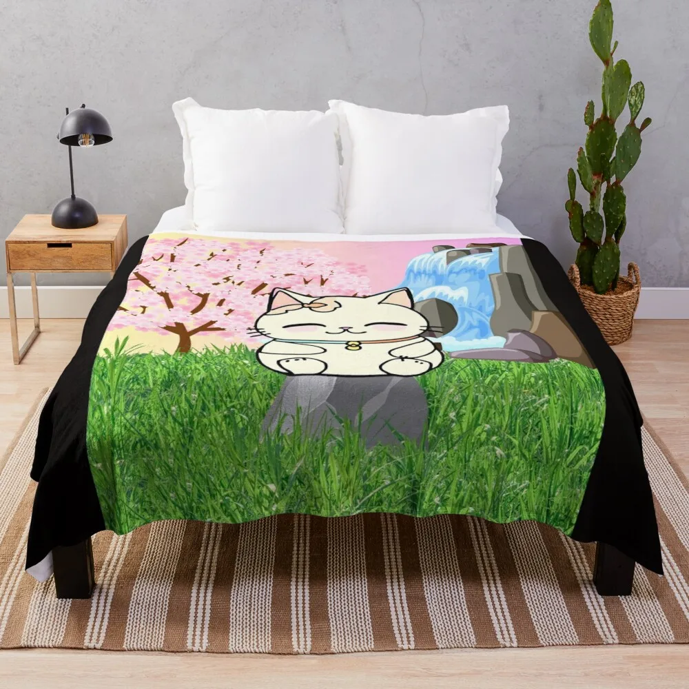 

Cat in the japanese garden Throw Blanket Decorative Sofa Fashion Sofas Luxury Blankets