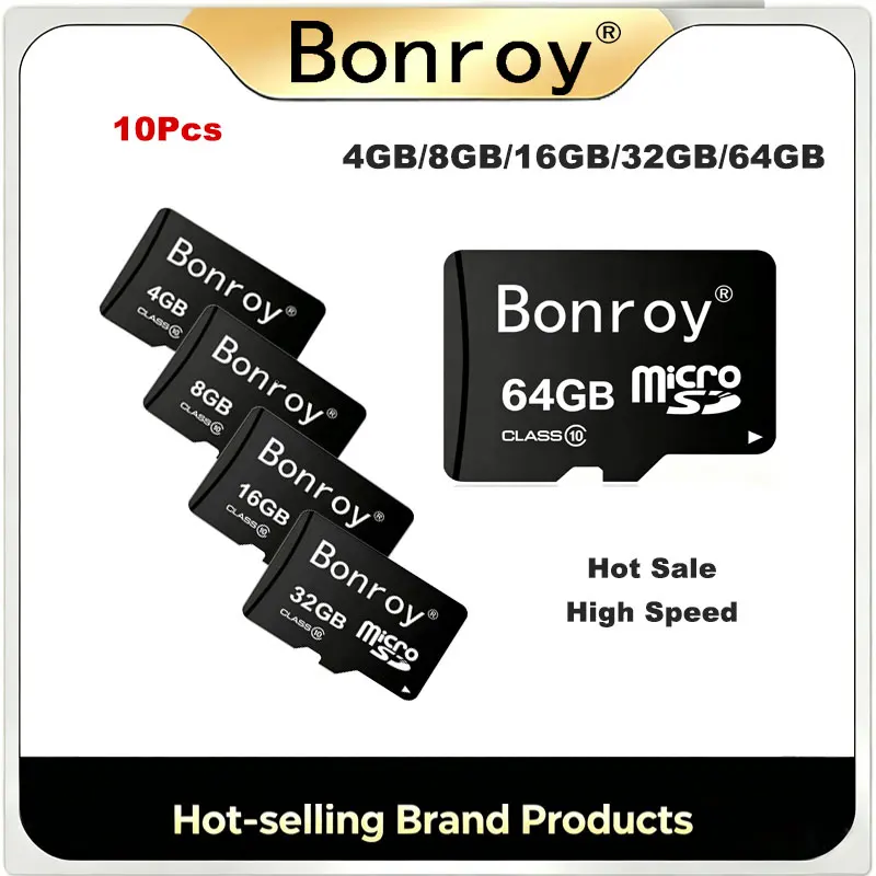 10pcs-bonroy-high-speed-micro-tf-sd-cards-class10-tf-memory-card-4gb-8gb-16gb-32gb-64gb-high-speed-for-dash-cam-cctv-camera