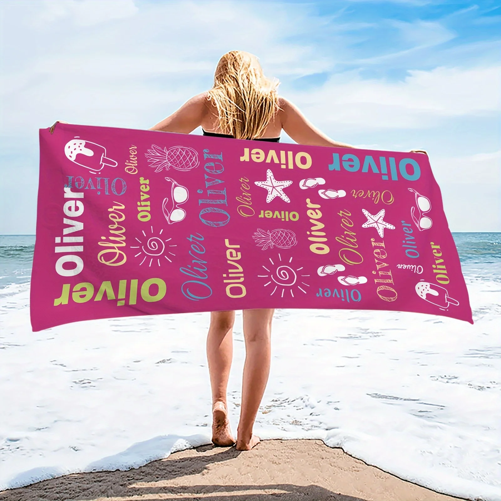 Toalla de playa personalizada con nombre toalla microfibra_voghion.com
