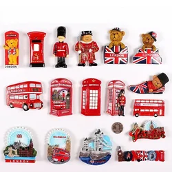 UK Creative Refrigerator World London Souvenirs, Bear Phone Booth, Bus Landmark, Building Fridge Magnet Sticker Decoration