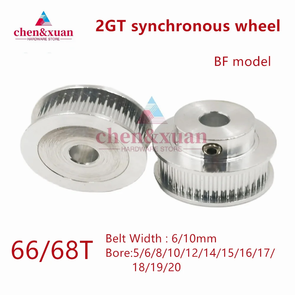 2GT/GT2 Timing Pulley 66T/68 Teeth Bore 5/6/8/10/12/14/15/16/17/18/19/20mm Tooth pitch 2mm Synchronous Wheels Belt Width 6/10/mm