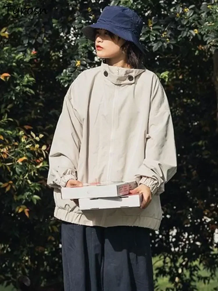 

Jackets Women Basic Minimalist Pure Loose Sporty Unisex Spring Casual Stylish Japanese Style Classic Daily Streetwear All-match