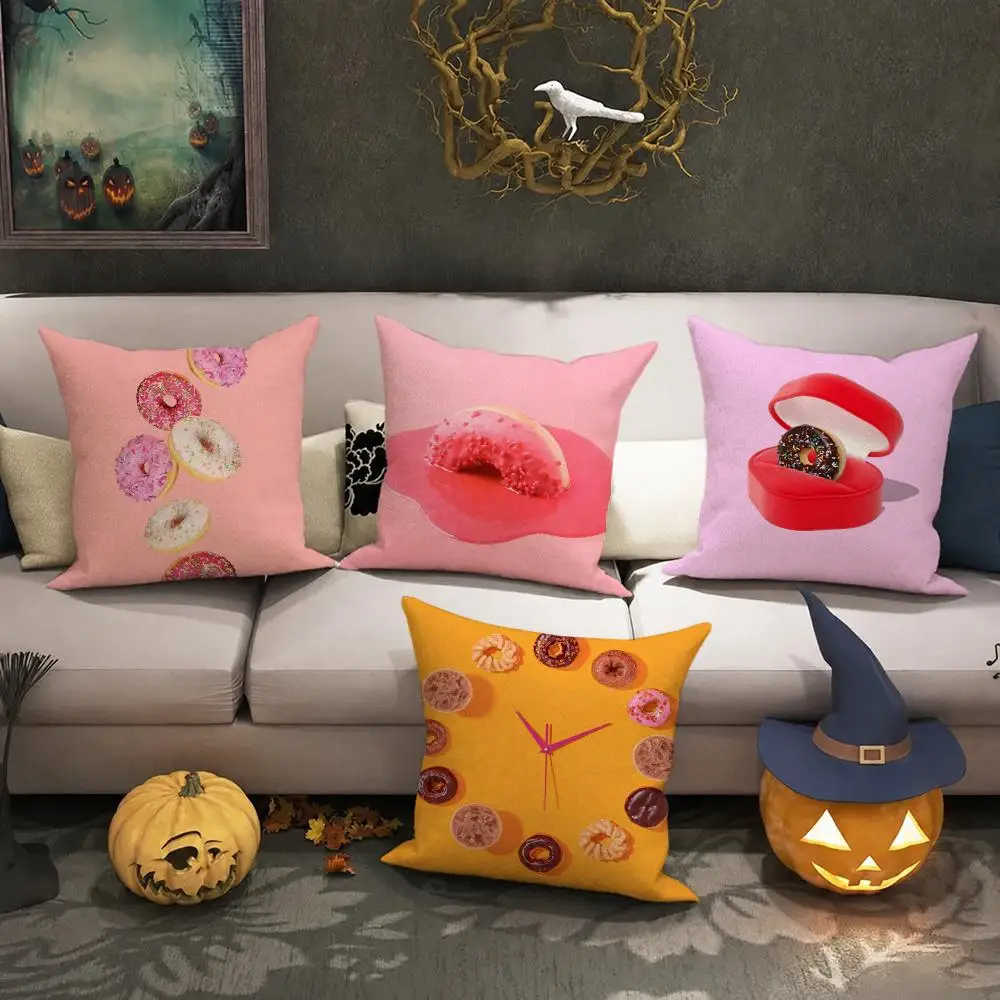 Sweet Donut Cute Anime Cushion Cover Halloween decoration trick or treat cushion cover, ghost, pumpkin head, bat decoration
