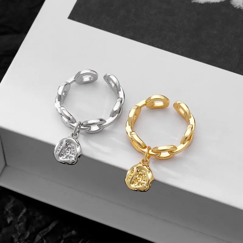 ENSHIR Geometric Irregular Round Pendant Rings for Women Men Trendy Adjustable Jewelry Accessorie Wholesale
