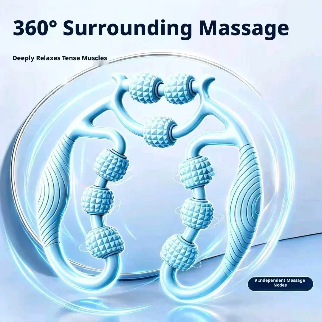 1Pc 9-Wheel Fascia Roller, Deep Tissue Muscle Relief, Anti-Cellulite Post-Workout Recovery Full Body Slimming Massage Tool