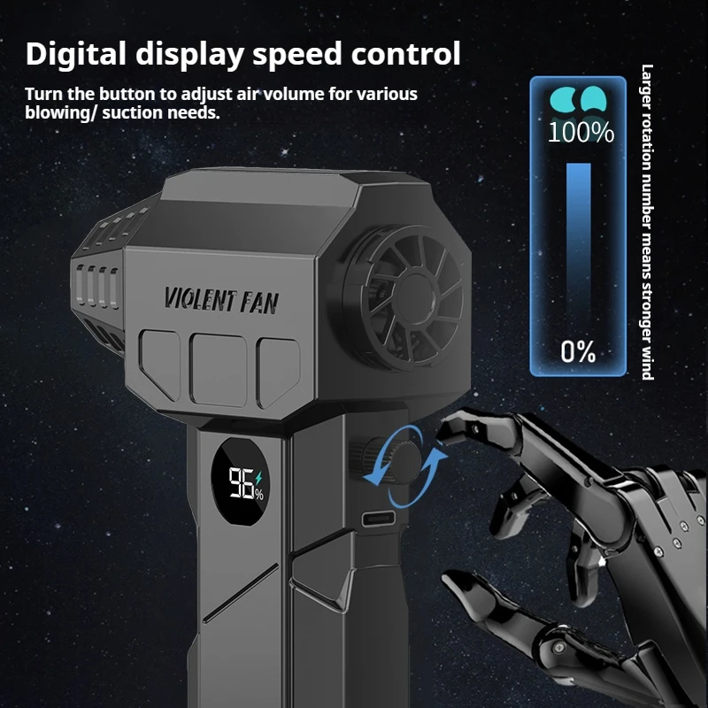 X5 مروحة تربو بدون فرش 240 وات عالية السرعة محمولة 8000 مللي أمبير قابلة لإعادة الشحن 57 متر/الثانية تايفون الرياح نوع C شحن مروحة التخييم #1