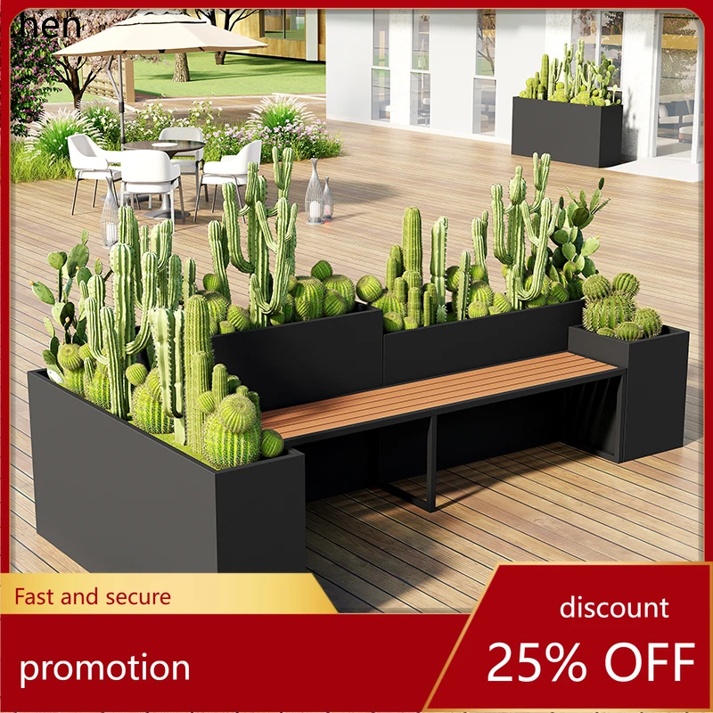 

HXL Outdoor Stainless Steel Stool Flower Box Pond Iron Art Planting Tray Partition Flower Stand