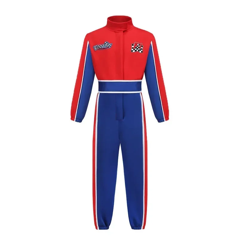 New 2025 A Kids Race Driver Costumes Carnival Boys Girls Racer Jumpsuit with Car Cap Sunglasses Child Halloween Cost wrl88 z