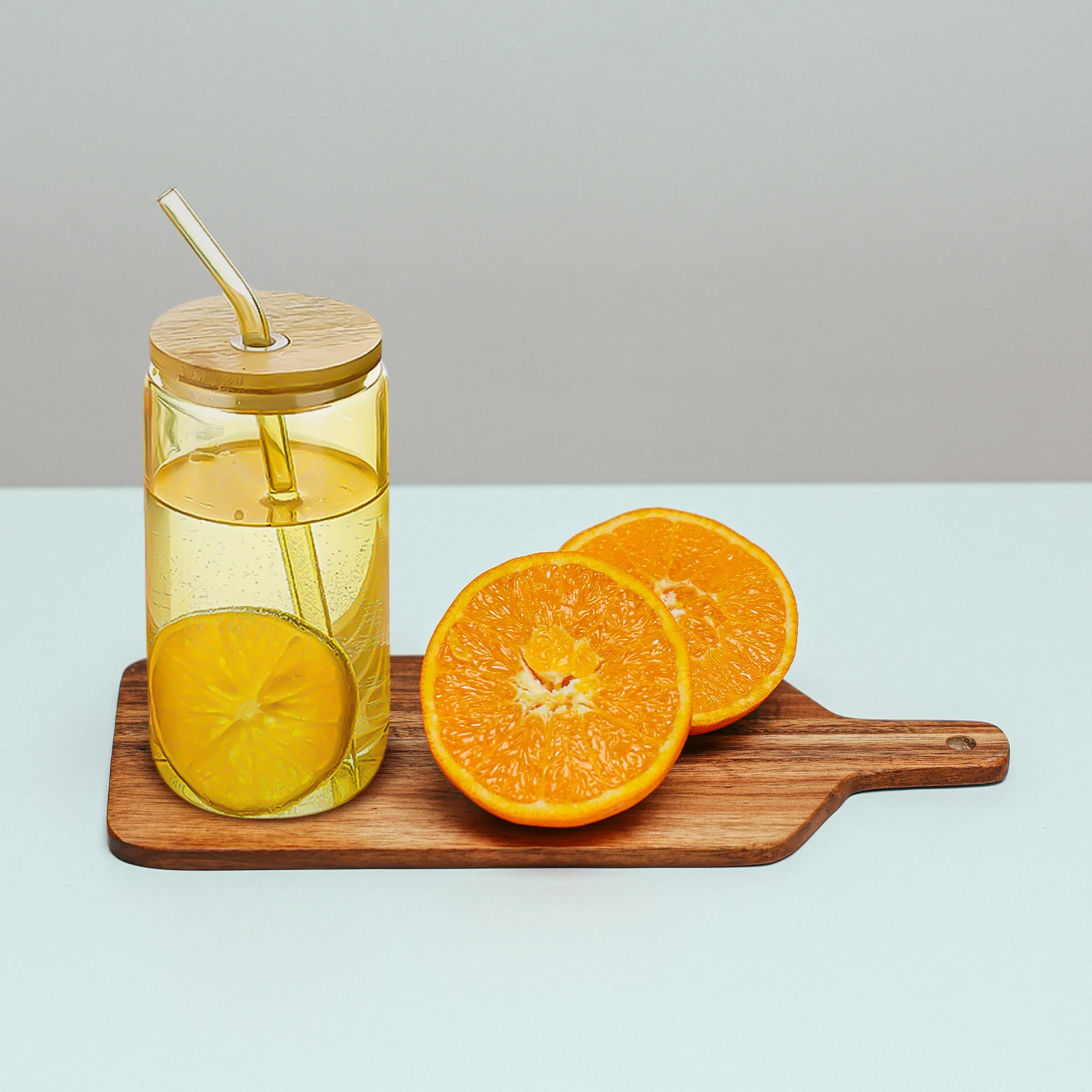 

Clear Glasses Tumbler Drinking with Lids Yellow Iced Coffee Cups Reusable Water