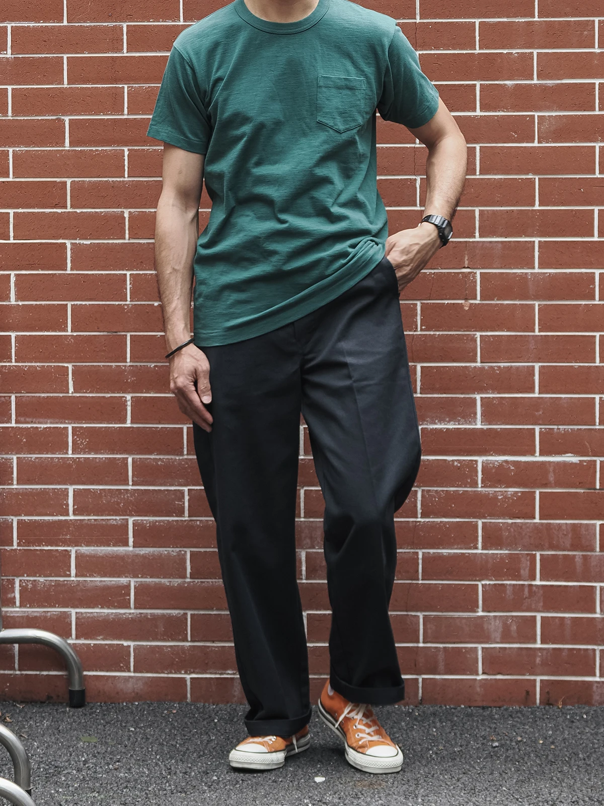 비 재고 면 폴리에스테르 작업 바지 남성용 편안한 스트레이트 컷 하이 웨이스트 캐주얼 바지