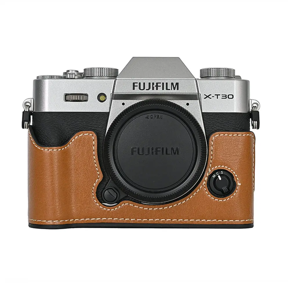 Camera Bag PU Leather Half Body Case for Fujifilm XT30 Fuji X-T30 XT30II XT10 XT20 Battery Opening Bottom Cover