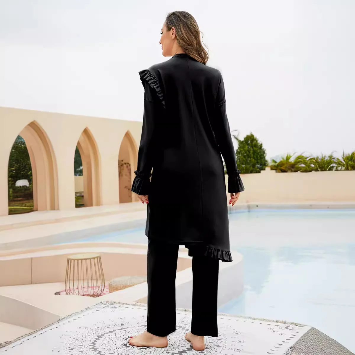 Muslim Modest Burkini Swimwear for Women Abaya Swimsuit Abayas Hijab Islamic Long Sleeve Full Cover Ups Swimming Suit Swim 3Pcs