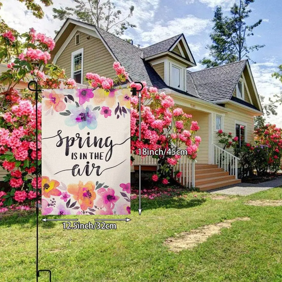 Spring is in The Air Garden Flag Vertical Double Sided 12 x 18 Inch Flower Yard Décor