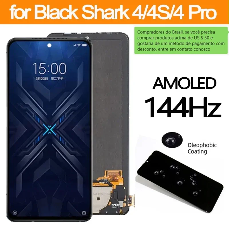 Original 6.67'' 144Hz AMOLED Replacement For Xiaomi Black Shark 4 Pro LCD Display Touch Screen for Xiaomi Black Shark 4S Pro