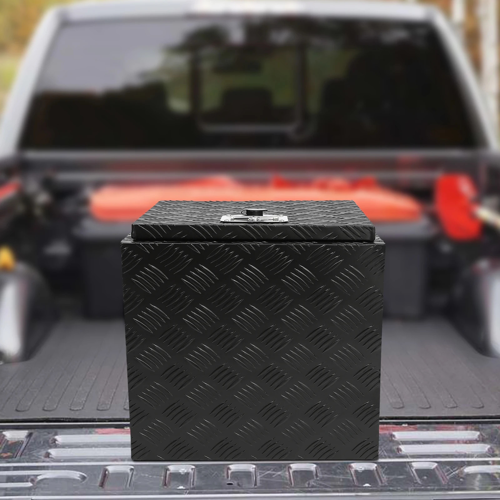 

18 inch heavy-duty aluminum drill stone tool truck bottom box, waterproof square truck storage box, used for pickup beds