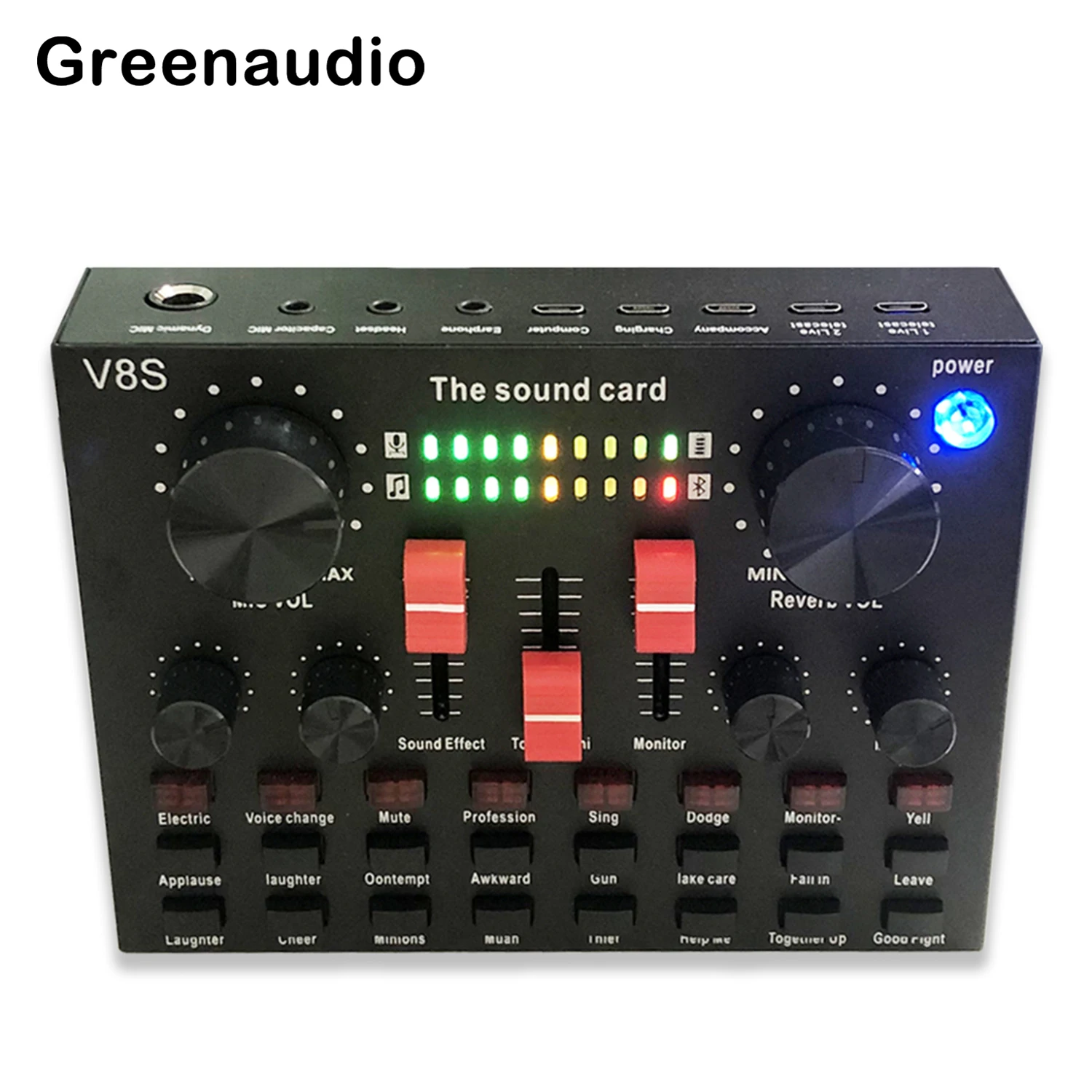 GAX-V8S wholesale V8 USB Sound Card with Audio Mixer Interface Sound Board Voice Changer for PC Gaming Recording