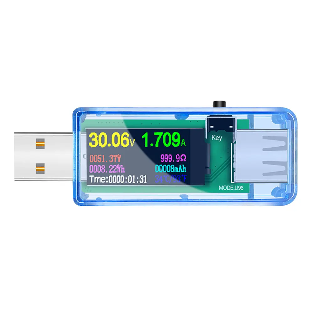 

USB-тестер мощности с ЖК-дисплеем: измерение напряжения, тока, мощности, емкости и сопротивления нагрузки в реальном времени (USB-C)