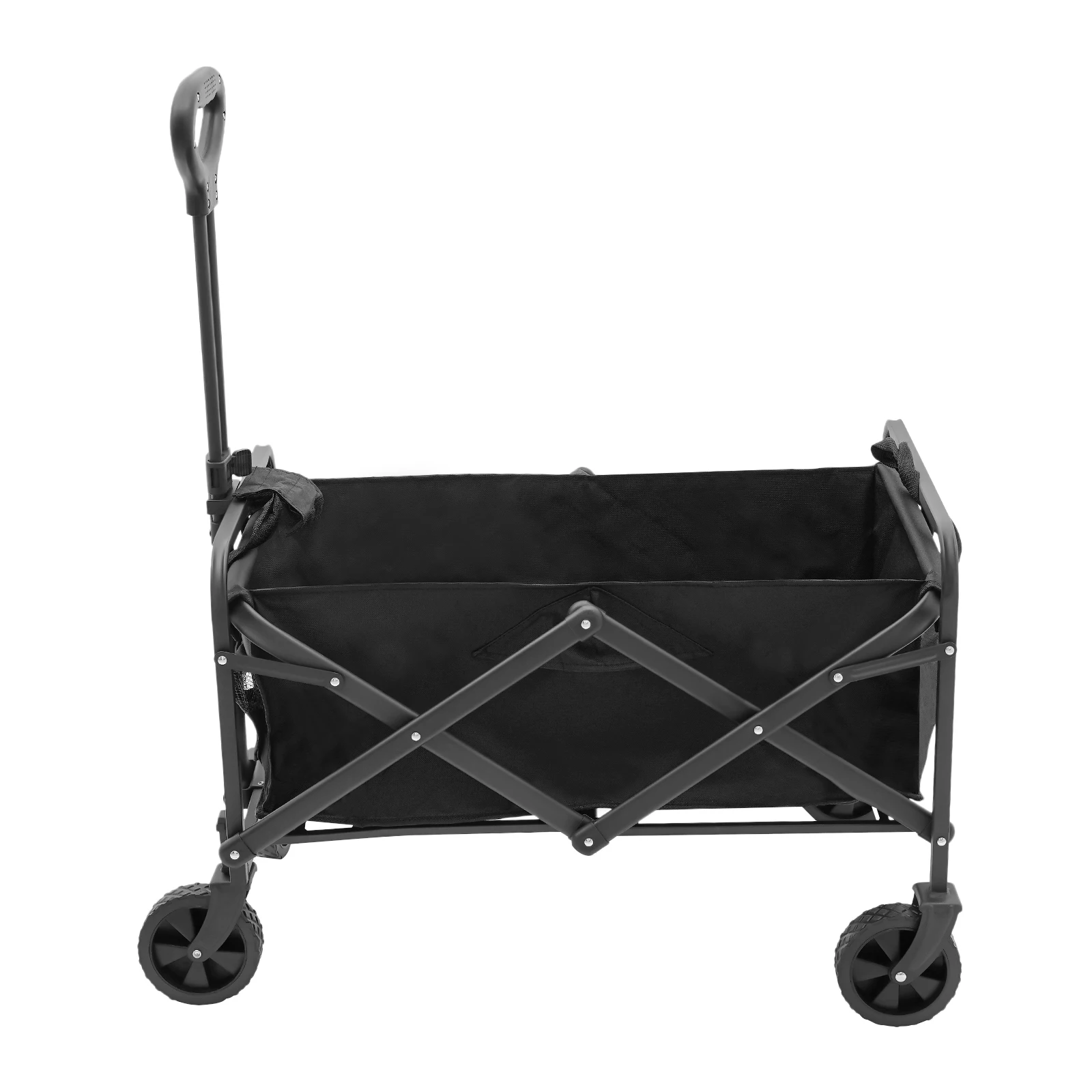 Foldable Wagon Cart Black High Load-bearing Capacity Sprayed Plastic Large Capacity Foldable Wagon Cart