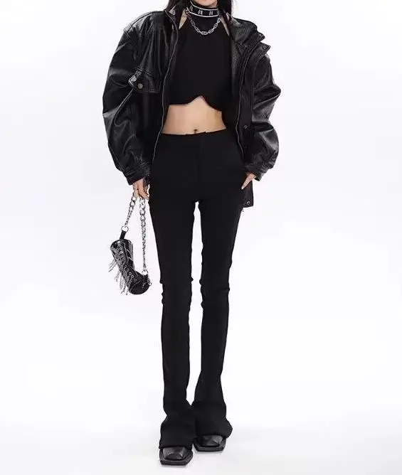 แจ็คเก็ตหนัง PU สไตล์เรโทรและระดับไฮเอนด์สำหรับชุดนักบินมอเตอร์ไซค์แนวสตรีทในฤดูใบไม้ร่วงและฤดูหนาว