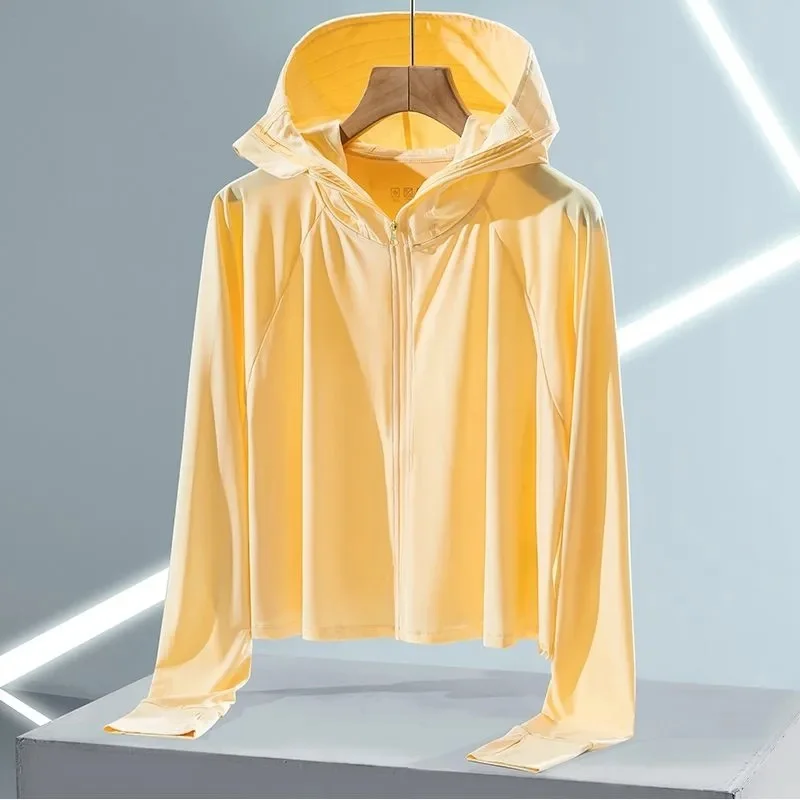 Summer New High Quality Ice Silk Women Sunscreen Clothing Outdoor Sports Sweat-absorbing Quick Drying UV Protection Coat Tops