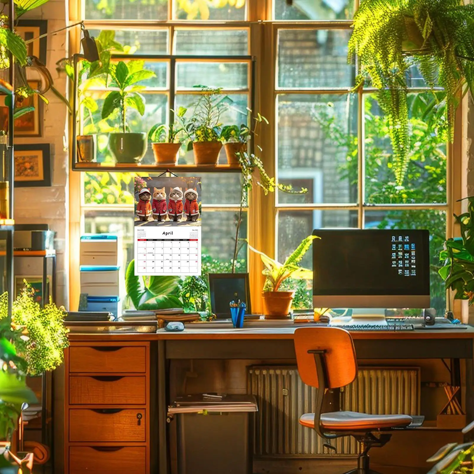 Cat Wall Calendar 2026 Cool Cat Monthly Calendar For Office January December 2026 Coil Binding Planner For Family Wall Office