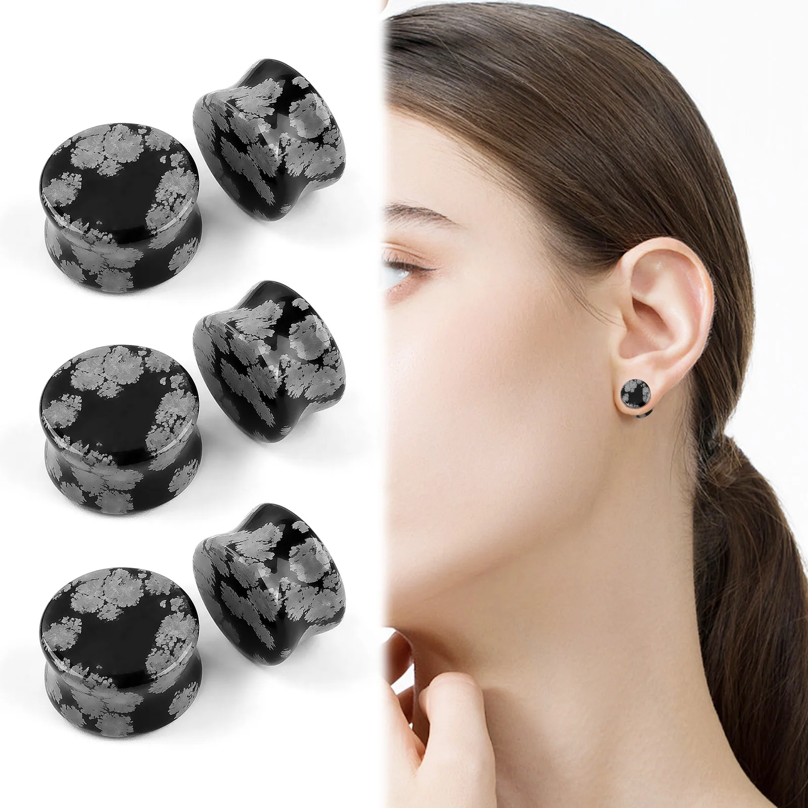 1 Pair Pine flower stone ear expander Auricle expander Piercing jewelry Body jewelry